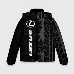 Куртка зимняя для мальчика Lexus speed на темном фоне со следами шин: по-верт, цвет: 3D-черный