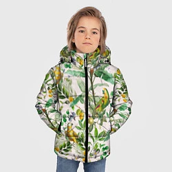 Куртка зимняя для мальчика Желтые Попугаи С Цветами, цвет: 3D-красный — фото 2