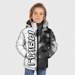 Куртка зимняя для мальчика Рэпер Грибы в стиле граффити: по-вертикали, цвет: 3D-черный — фото 2