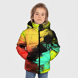 Куртка зимняя для мальчика Яркий красочный гранж, цвет: 3D-красный — фото 2