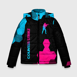 Куртка зимняя для мальчика Counter Strike - neon gradient: символ и надпись в, цвет: 3D-черный