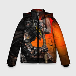 Куртка зимняя для мальчика Берсерк Гатс Замах Мечом, цвет: 3D-черный
