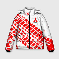 Куртка зимняя для мальчика Mitsubishi - красный след шины, цвет: 3D-светло-серый