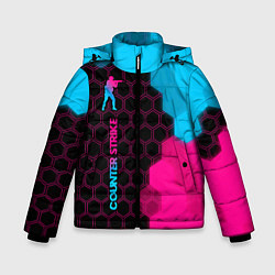 Куртка зимняя для мальчика Counter Strike - neon gradient: по-вертикали, цвет: 3D-черный