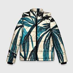 Куртка зимняя для мальчика Винтажные пальмы, цвет: 3D-светло-серый