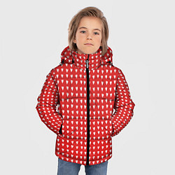 Куртка зимняя для мальчика Красные сердечки паттерн, цвет: 3D-черный — фото 2