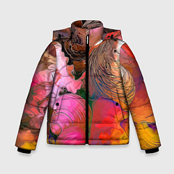 Куртка зимняя для мальчика Стилизованная композиция из океанских ракушек, цвет: 3D-красный