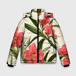Куртка зимняя для мальчика Олеандр Элегантные цветы, цвет: 3D-черный