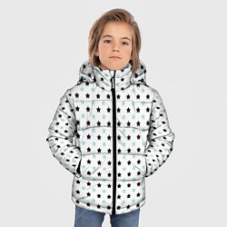 Куртка зимняя для мальчика Бирюзовые, черные звезды на белом, цвет: 3D-черный — фото 2