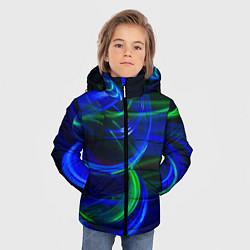 Куртка зимняя для мальчика Неоновые лучи и шар во тьме, цвет: 3D-светло-серый — фото 2