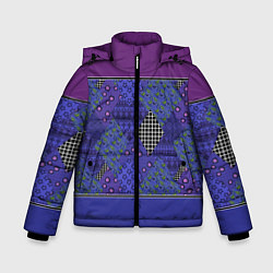 Зимняя куртка для мальчика Combined burgundy-blue pattern with patchwork
