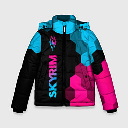 Куртка зимняя для мальчика Skyrim - neon gradient: по-вертикали, цвет: 3D-черный