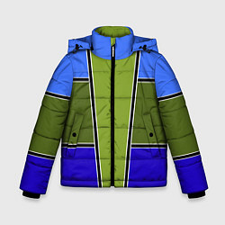 Куртка зимняя для мальчика Зелено- синий геометрический дизайн, цвет: 3D-черный