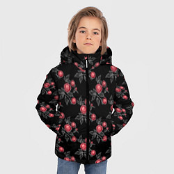 Куртка зимняя для мальчика Акварельные розы на черном, цвет: 3D-светло-серый — фото 2