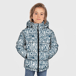 Куртка зимняя для мальчика Монстрики с антенками, цвет: 3D-светло-серый — фото 2