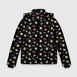 Куртка зимняя для мальчика 90s pattern on black, цвет: 3D-черный