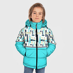 Куртка зимняя для мальчика Голубой неоновый геометрический узор, цвет: 3D-красный — фото 2