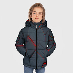 Куртка зимняя для мальчика Геометрический узор треснутого асфальта, цвет: 3D-черный — фото 2