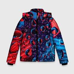 Куртка зимняя для мальчика Капли воды на цветном стекле, цвет: 3D-красный