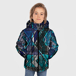Куртка зимняя для мальчика Сине - черная гранжевая абстракция, цвет: 3D-светло-серый — фото 2