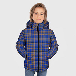 Куртка зимняя для мальчика Синий с горчичным в клетку, цвет: 3D-черный — фото 2