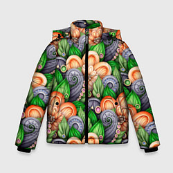 Зимняя куртка для мальчика Объемные лепестки цветов и листья