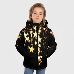 Куртка зимняя для мальчика Золотые праздничные звезды, цвет: 3D-черный — фото 2
