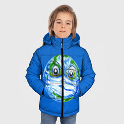 Куртка зимняя для мальчика Злая планета Земля в маске, цвет: 3D-красный — фото 2