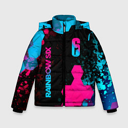 Зимняя куртка для мальчика Rainbow Six - neon gradient: надпись, символ