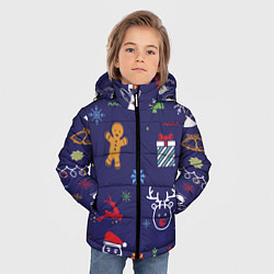 Куртка зимняя для мальчика Новый год олени, ангелы, снежинки, цвет: 3D-красный — фото 2