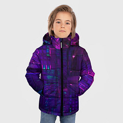Куртка зимняя для мальчика Матричная вселенная неон, цвет: 3D-светло-серый — фото 2