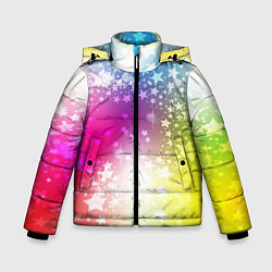 Куртка зимняя для мальчика Звезды на радужном фоне, цвет: 3D-черный