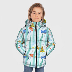 Куртка зимняя для мальчика Детский рисунок рыбки акварель, цвет: 3D-светло-серый — фото 2