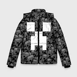Зимняя куртка для мальчика Головы криперов - Майнкрафт - ЧБ