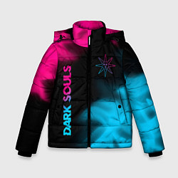 Зимняя куртка для мальчика Dark Souls - neon gradient: надпись, символ