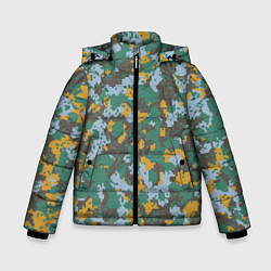 Куртка зимняя для мальчика Цифровой камуфляж - зелено-голубой, цвет: 3D-черный