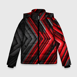 Куртка зимняя для мальчика Чёрно-красный паркет графика, цвет: 3D-светло-серый