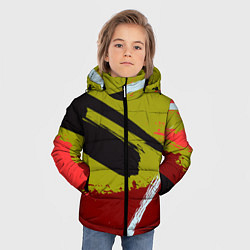 Куртка зимняя для мальчика Множество красок на тёмно-зелёном фоне, цвет: 3D-светло-серый — фото 2