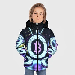 Куртка зимняя для мальчика Неоновый светящийся биткоин, цвет: 3D-светло-серый — фото 2
