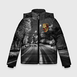 Куртка зимняя для мальчика Порше - зимняя дорога, цвет: 3D-черный