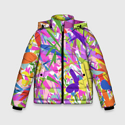 Куртка зимняя для мальчика Сочные краски лета и бабочки, цвет: 3D-красный