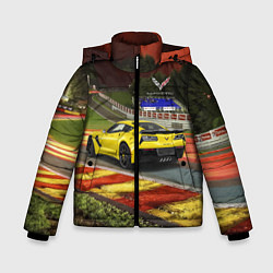 Куртка зимняя для мальчика Chevrolet Corvette на гоночной трассе, цвет: 3D-красный