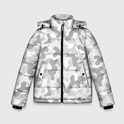 Зимняя куртка для мальчика Камуфляж цифра светло-серый крупный