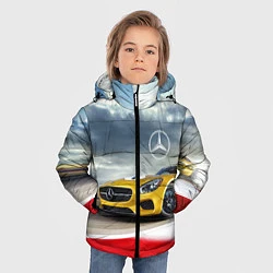 Куртка зимняя для мальчика Mercedes AMG V8 Biturbo на трассе, цвет: 3D-черный — фото 2