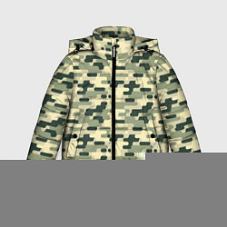Куртка зимняя для мальчика Камуфляж танковый мелкий, цвет: 3D-черный