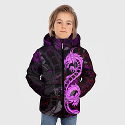 Куртка зимняя для мальчика Неоновый дракон purple dragon, цвет: 3D-черный — фото 2