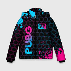 Зимняя куртка для мальчика PUBG - neon gradient: надпись, символ