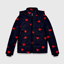 Куртка зимняя для мальчика Сердечки, цвет: 3D-красный