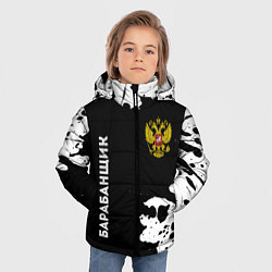 Куртка зимняя для мальчика Барабанщик из России и герб РФ: надпись, символ, цвет: 3D-черный — фото 2