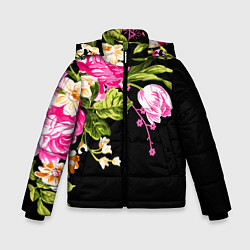 Куртка зимняя для мальчика Букет цветов, цвет: 3D-черный